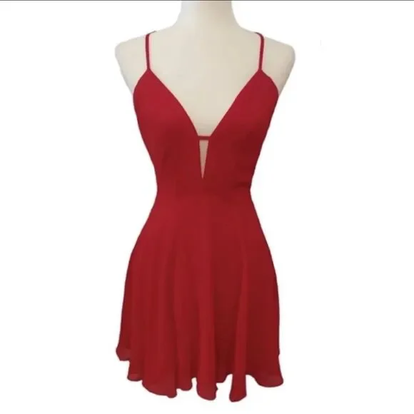 COPY - NWT Bebe Red Passion Cross Back Cocktail Skater Dress Red Size 2 - Picture 2 of 9
